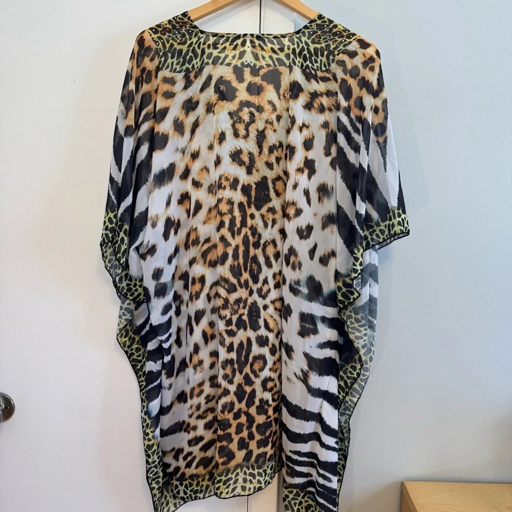Boston Proper Multicolor Animal Print Kaftan